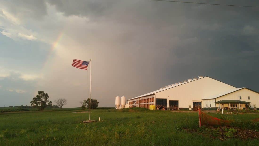 Flag outside Dairy Barn