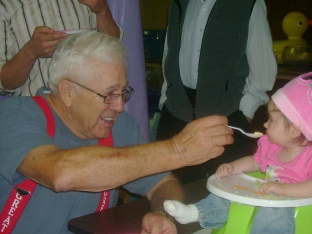 Grandpa Feeding Ice Cream