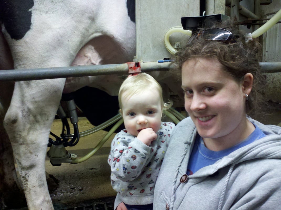 Mom with baby in Milking Parlor