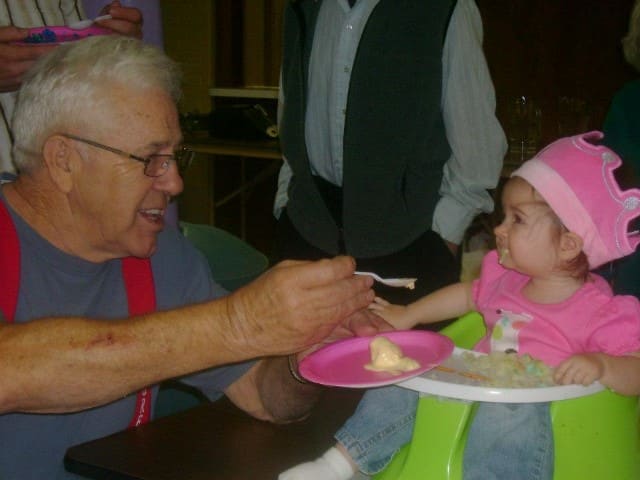 Grandpa Feeding Ice Cream