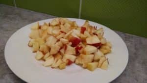 plate of chopped apples