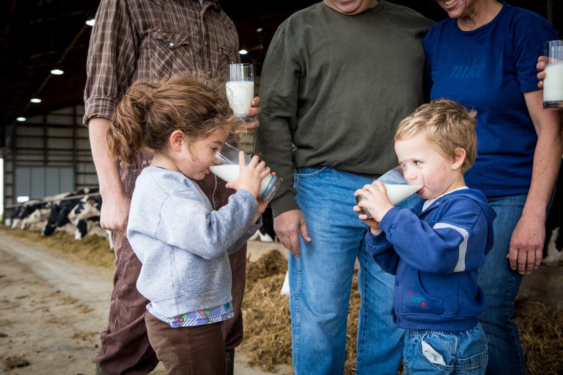 Family Drinking Milk